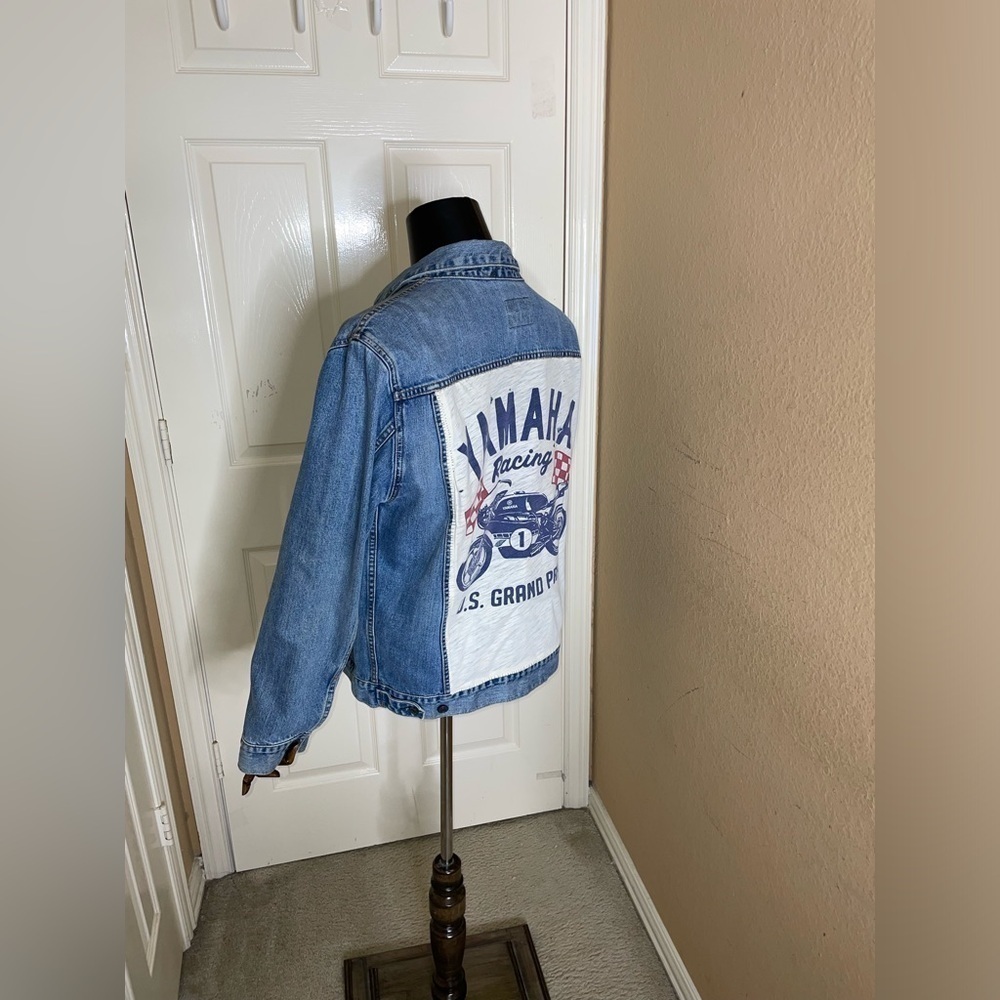 Unisex Gap Denim Gap Customized , Medium Wash Denim Icon Jean Jacket, Sz Large  - Picture 4 of 16